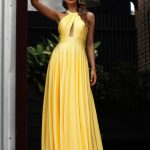Halter neck Gown, Jadore, JX3068, Yellow