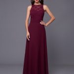 MBB1307 Lace and Chiffon gown with keyhole back