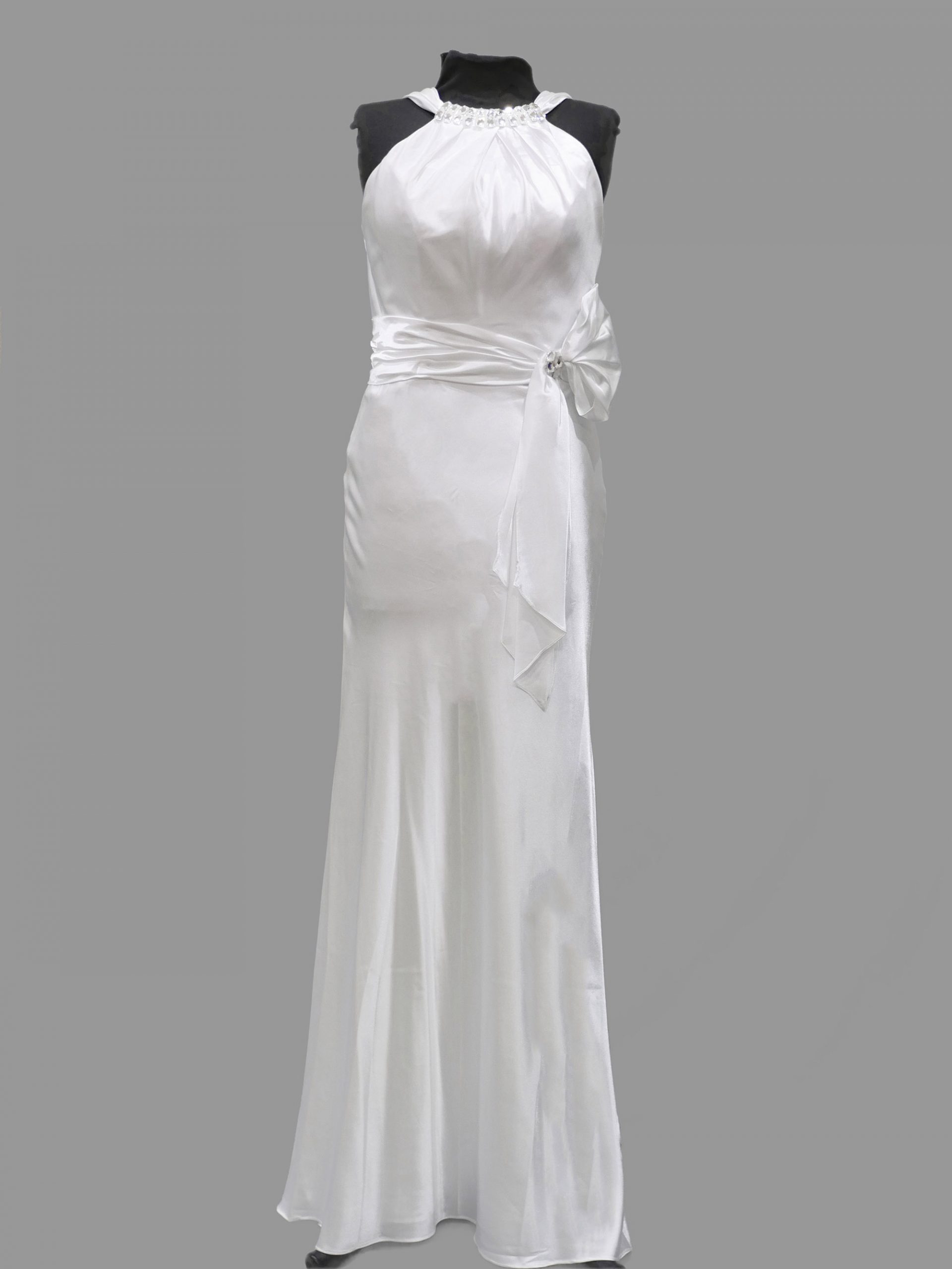 Simple Bridal/Debutante gown, Nicolina B11227D, white satin, generous size 6