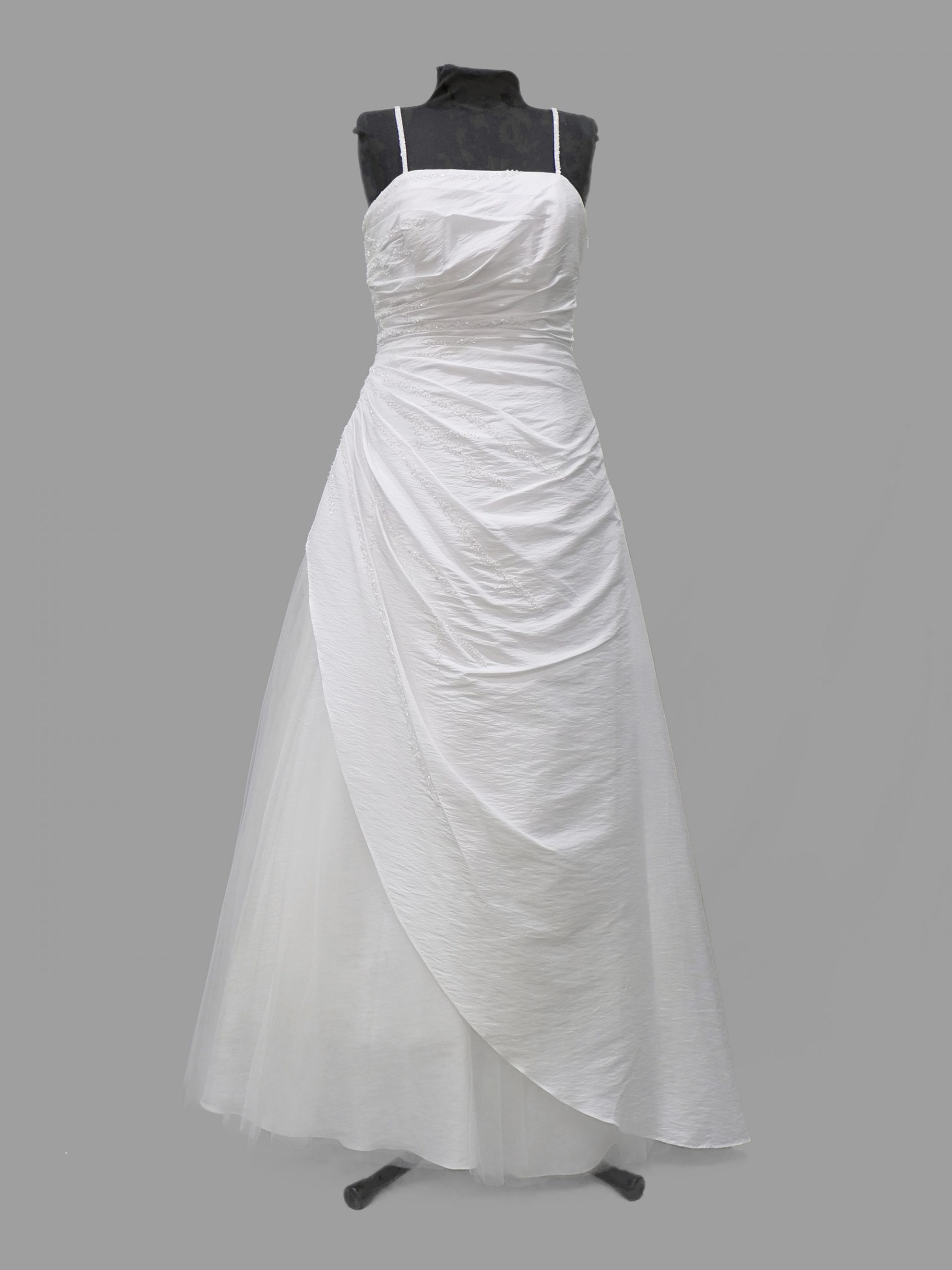 Dzage White taffeta, princess line gown, small size 12, DAD004