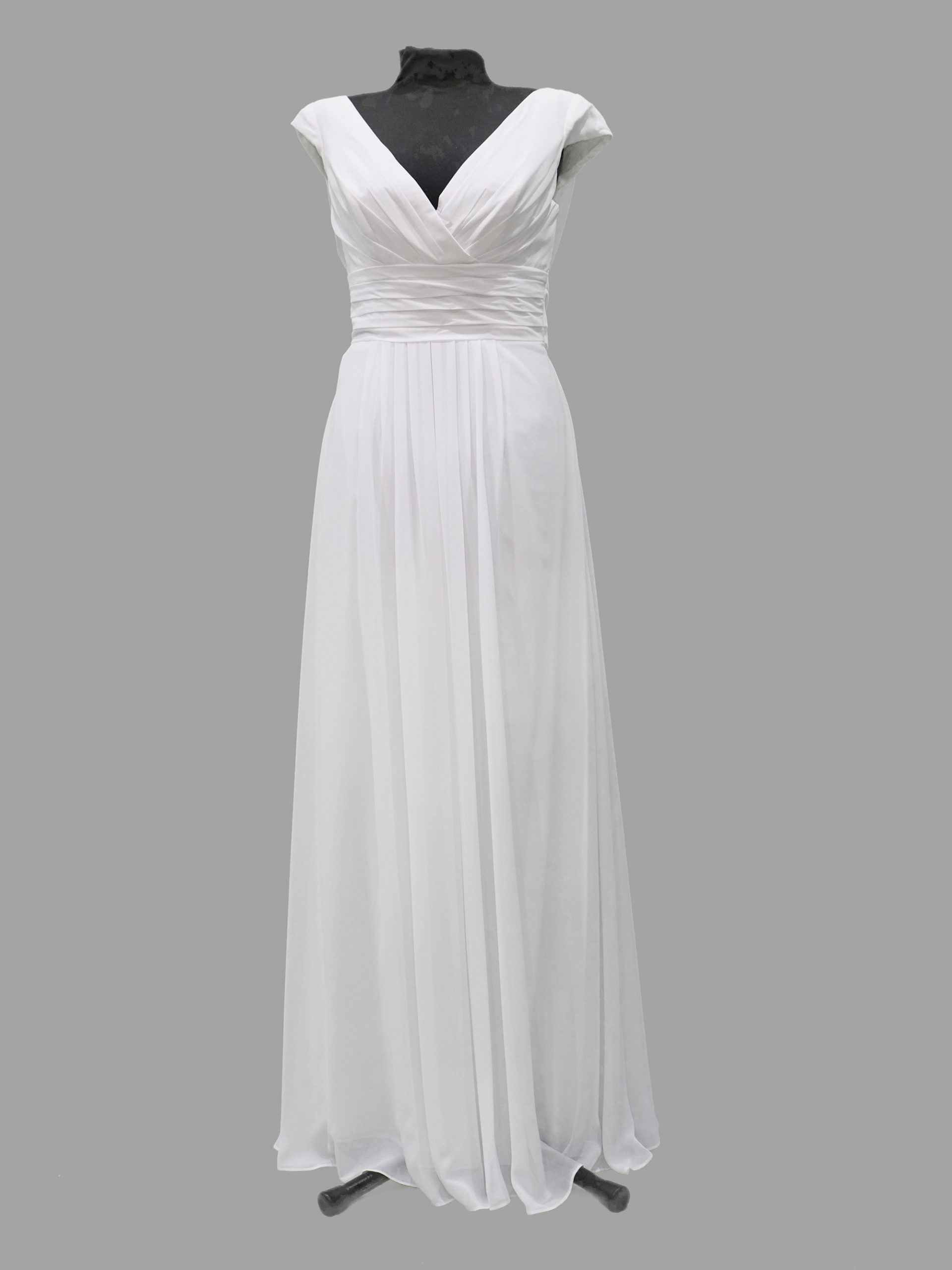 Simple wedding/debutante dress, white chiffon, Crux CB233, small size12