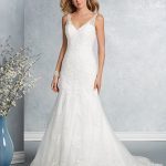 Classic Lace Wedding Dress with Plunging Backline -A2605, Size 12