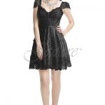 Lace cocktail gown with cap sleeve, Jadore, J5007, Black, Mango, Fuchsia